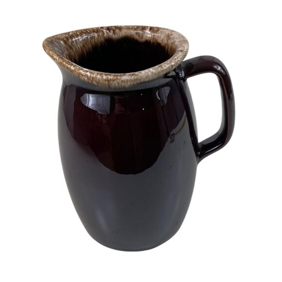 Vintage Hull Pottery Brown Drip Water Pitcher Oven Proof USA 6 3/4" High - Picture 3 of 10